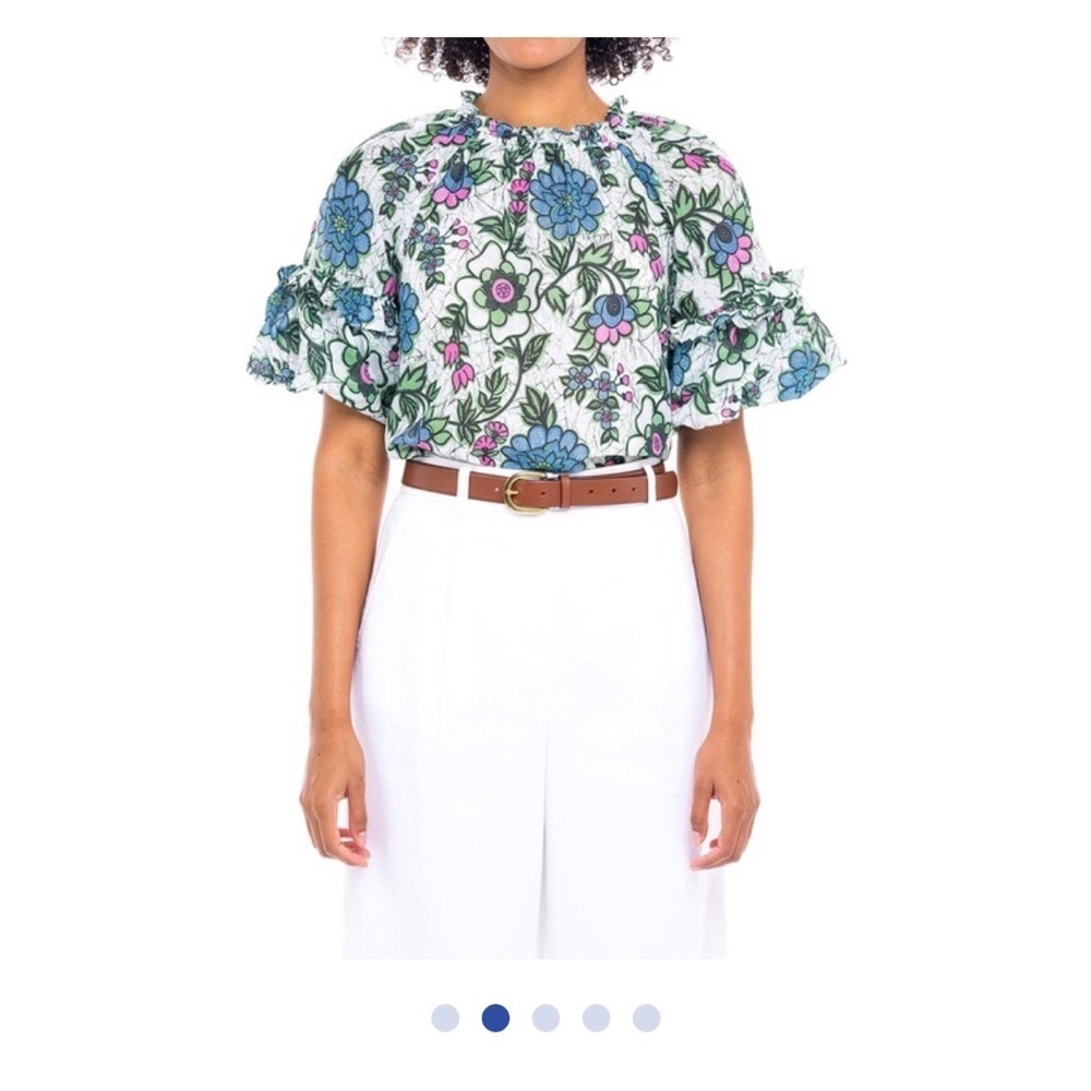 BANJANAN

Women's Marie Top, Freyja Flower White